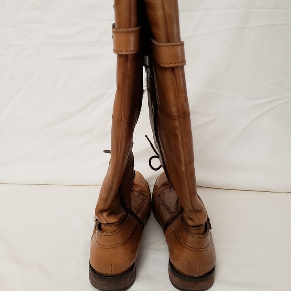 Riding Boot Knee High Carmel Zippered Buckles Laces Very Comfortable S-41 - Picture 6 of 9